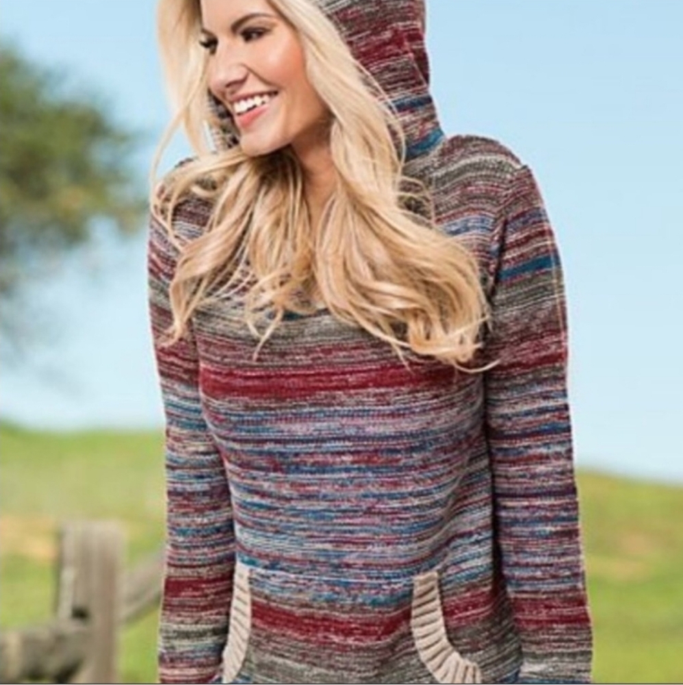 Venus Long Sleeve Hooded Sweater with Pocket Sz M